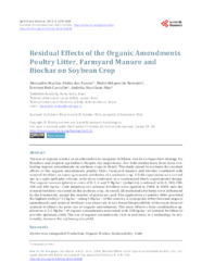 Thumbnail de Residual Effects of the Organic Amendments Poultry Litter, Farmyard Manure and Biochar on Soybean Crop.