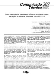 Thumbnail de Custo de produção de girassol safrinha, em plantio direto, na região de Vilhena, Rondônia, safra 2011/12.