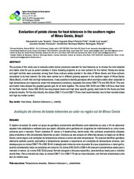 Thumbnail de Evaluation of potato clones for heat tolerance in the southern region of Minas Gerais, Brazil.