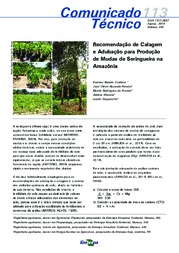 Thumbnail de Recomendação de calagem e adubação para produção de mudas de seringueira na Amazônia.
