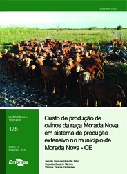 Thumbnail de Custo de produção de ovinos da raça Morada Nova em sistema de produção extensivo no município de Morada Nova - CE.
