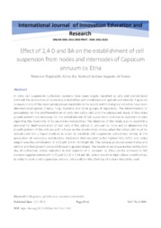 Thumbnail de Effect of 2,4-D and BA on the establishment of cell suspension from nodes and internodes of Capsicum annuum cv. Etna.