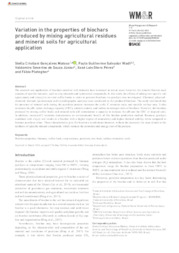 Thumbnail de Variation in the properties of biochars produced by mixing agricultural residues and mineral soils for agricultural application.
