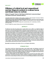 Thumbnail de Efficiency of critical level and compositional nutrient diagnosis methods to evaluate boron nutritional status in soybean.