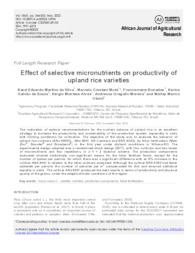Thumbnail de Effect of selective micronutrients on productivity of upland rice varieties.