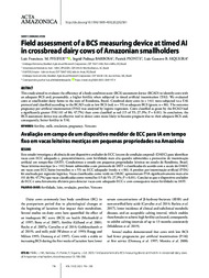 Thumbnail de Field assessment of a BCS measuring device at timed AI in crossbread dairy cows of Amazonian smallholders.