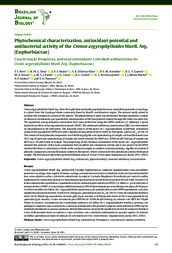 Thumbnail de Phytochemical characterization, antioxidant potential and antibacterial activity of the Croton argyrophylloides Muell. Arg. (Euphorbiaceae).