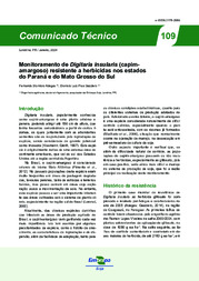 Thumbnail de Monitoramento de Digitaria insularis (capim-amargoso) resistente a herbicidas nos estados do Paraná e do Mato Grosso do Sul.
