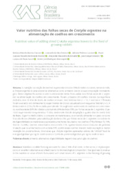 Thumbnail de Valor nutritivo das folhas secas de Cratylia argentea na alimentação de coelhos em crescimento.