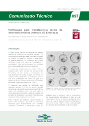 Thumbnail de Vitrificação para transferência direta de embriões bovinos (método VD Embrapa).