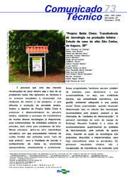 Thumbnail de Projeto Balde Cheio: transferência de tecnologia na produção leiteira - estudo de caso do sitio São Carlos, de Irapuru, SP.
