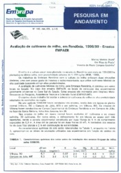 Thumbnail de Avaliação de cultivares de milho, em Rondônia, 1998/99 - ensaios EMPAER.