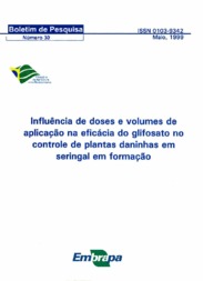 Thumbnail de Influencia de doses e volumes de aplicação na eficácia do glifosato no controle de plantas daninhas em seringal em formação.