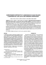 Thumbnail de Comportamento reprodutivo e longevidade de casais isolados e agrupados de Lucilia cuprina, sob condições controladas.