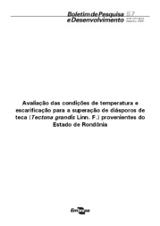 Thumbnail de Avaliação das condições de temperatura e escarificação para a superação de diásporos de teca (Tectona grandis Linn. F.) provenientes do Estado de Rondônia.