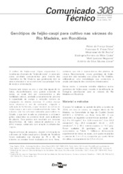 Thumbnail de Genótipos de feijão-caupi para cultivo nas várzeas do Rio Madeira, em Rondônia.