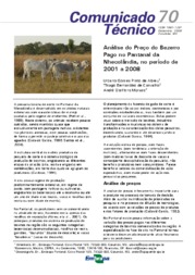 Thumbnail de Análise do preço do bezerro pago no Pantanal da Nhecolândia, no período de 2001 a 2008.