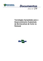 Thumbnail de Tecnologias apropriadas para o desenvolvimento sustentado da bovinocultura de corte no Pantanal.