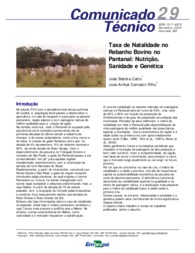 Thumbnail de Taxa de natalidade no rebanho bovino no Pantanal: nutrição, sanidade e genética.