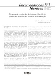 Thumbnail de Sistema de produção de leite em Rondônia: produção, reprodução, nutrição e alimentação.