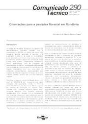 Thumbnail de Orientações para a pesquisa florestal em Rondônia.