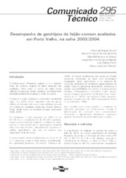 Thumbnail de Desempenho de genótipos de feijão-comum avaliados em Porto Velho, na safra 2003/2004.