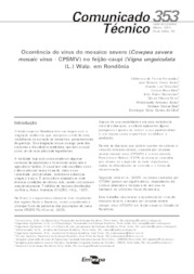 Thumbnail de Ocorrência do vírus do mosaico severo (Cowpea severe mosaic virus - CPSMV) no feijão-caupi (Vigna unguiculata (L.) Walp.) em Rondônia.