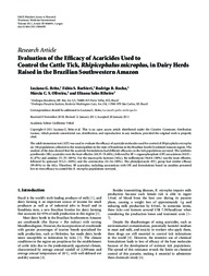 Thumbnail de Evaluation of the efficacy of acaricides used to control the cattle tick, Rhipicephalus microplus, in dairy herds raised in the brazilian Southwester Amazon.