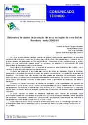 Thumbnail de Estimativa de custos de produção de arroz na região do cone Sul de Rondônia - safra 2000/01.