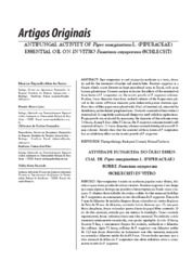 Thumbnail de Atividade fungicida do óleo essencial de Piper marginatum L. (PIPERACEAE) sobre Fusarium oxysporum (SCHLECHT) in vitro.