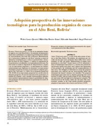 Thumbnail de Adopción prospectiva de las innovaciones tecnológicas para la producción orgánica de cacao en el Alto Beni, Bolivia.