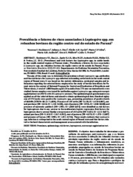 Thumbnail de Prevalência e fatores de risco associados à Leptospira spp. em rebanhos bovinos da região centro-sul do estado do Paraná.