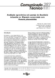 Thumbnail de Avaliação agronômica sob pastejo de Brachiaria brizantha cv. Marandu consorciada com Pueraria phaseoloides.