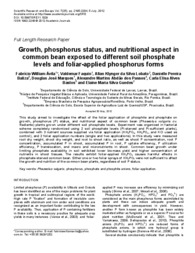 Thumbnail de Growth, phosphorus status, and nutritional aspect in common bean exposed to different soil phosphate levels and foliar-applied phosphorus forms.