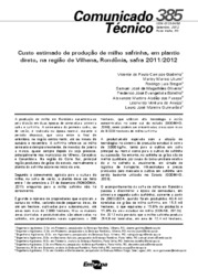 Thumbnail de Custo estimado de produção de milho safrinha, em plantio direto, na região de Vilhena, Rondônia, safra 2011/2012.