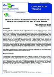 Thumbnail de Influência da cobertura do solo na concentração de nutrientes nas folhas do café 'Conilon' em Ouro Preto do Oeste, Rondônia.