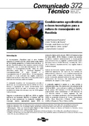 Thumbnail de Condicionantes agroclimáticas e riscos tecnológicos para a cultura do maracujazeiro em Rondônia.